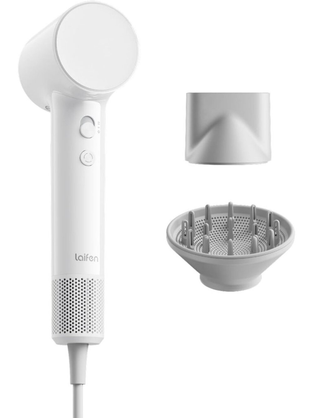 High-Speed Ionic Hair Dryer & Air Diffuser, 15 Settings, Sleek White Design